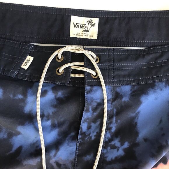 VANS Board Swim Shorts Men 34 Swimming Trunks Blue Orange Ombre Casual EUC - Picture 2 of 13